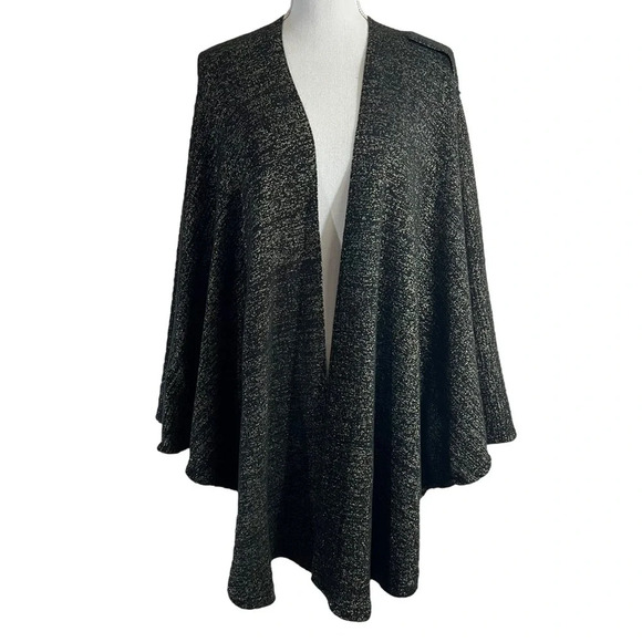 Catherines Knit Shrug Cardigan Sweater Black and Gold Metallic Relaxed Fit Comfy - Picture 1 of 5